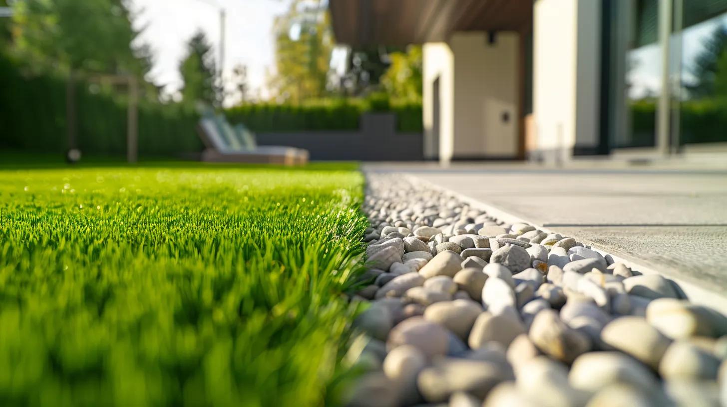 a vibrant side-by-side display of a sleek, immaculate astro turf lawn juxtaposed against a slightly unkempt patch of traditional grass, showcased in a modern outdoor patio setting with crisp, clean lines.